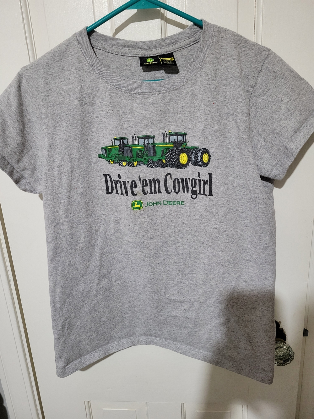 John Deere Gray Tee with Green & Yellow Tractor Graphic